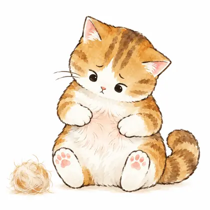 แมวมีก้อนขนเพิ่มขึ้นร่วมกับขนบาง