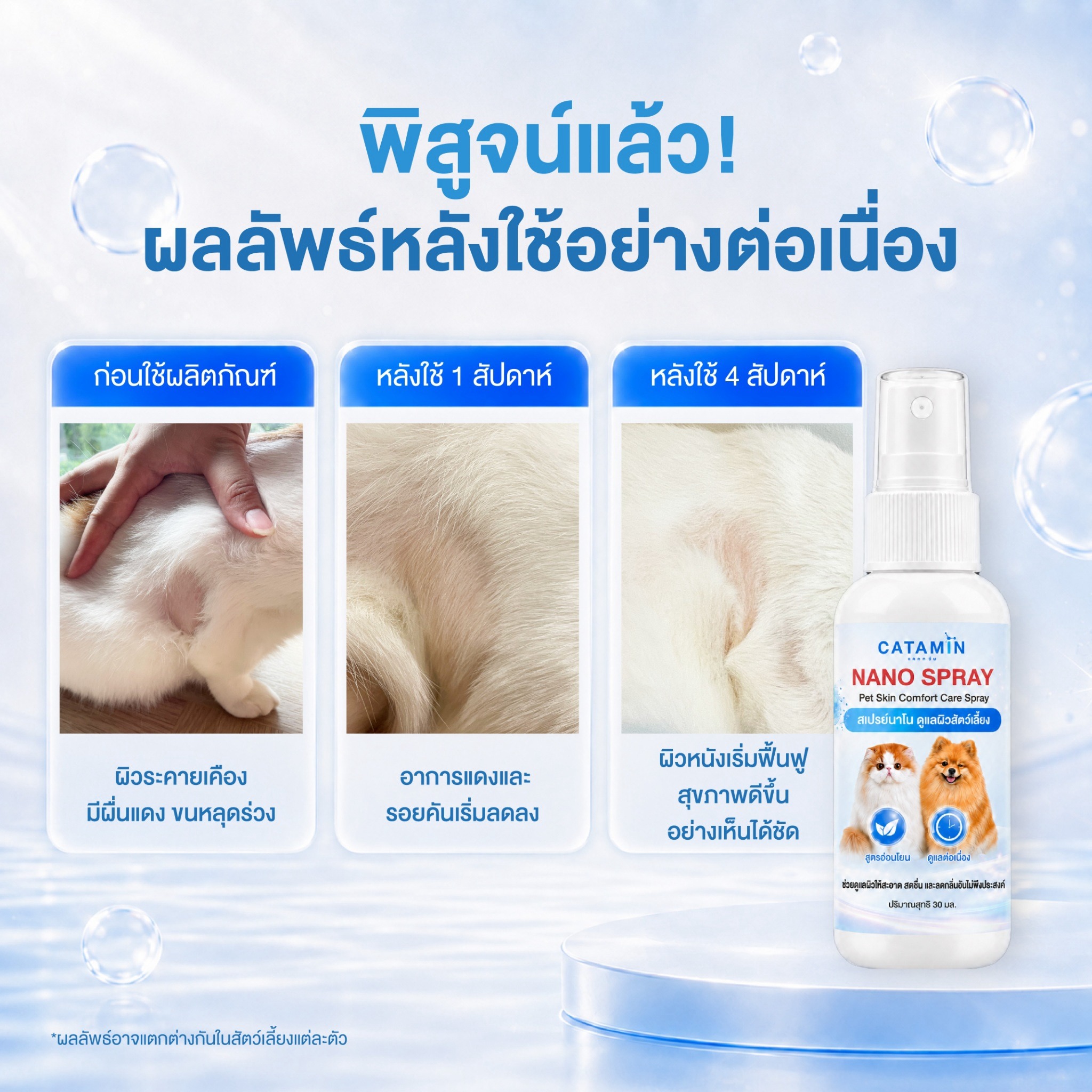 ตัวอย่างการติดตามสภาพผิวหลังใช้ Catamin Nano Spray อย่างต่อเนื่อง