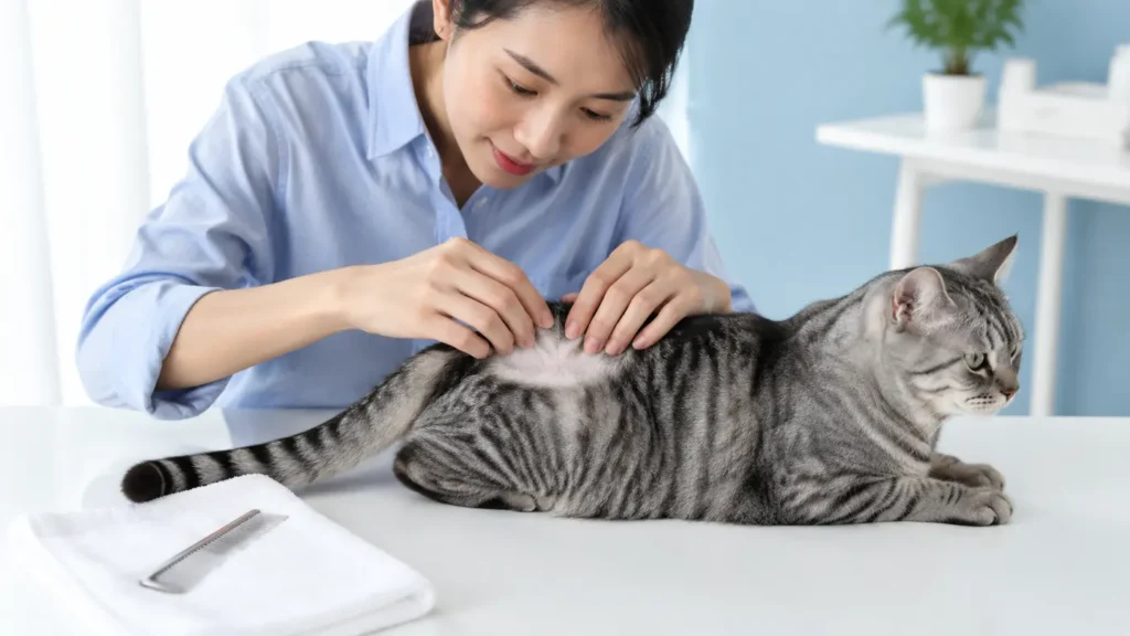 เจ้าของตรวจผิวใต้ขนเมื่อแมวเกาบ่อย