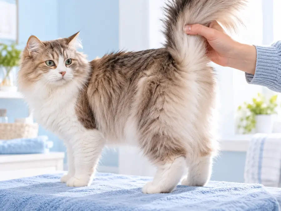 ตำแหน่งขนใต้หางด้านนอกสำหรับดูแลผิวสัตว์เลี้ยง