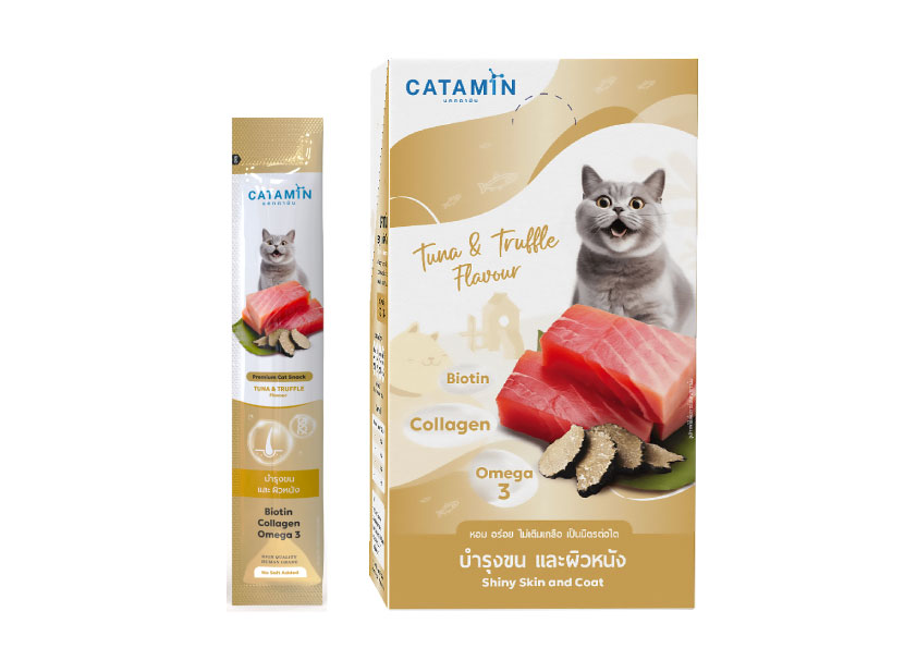 ขนมแมวเลีย Catamin สูตร Tuna & Truffle กล่องคู่ซอง